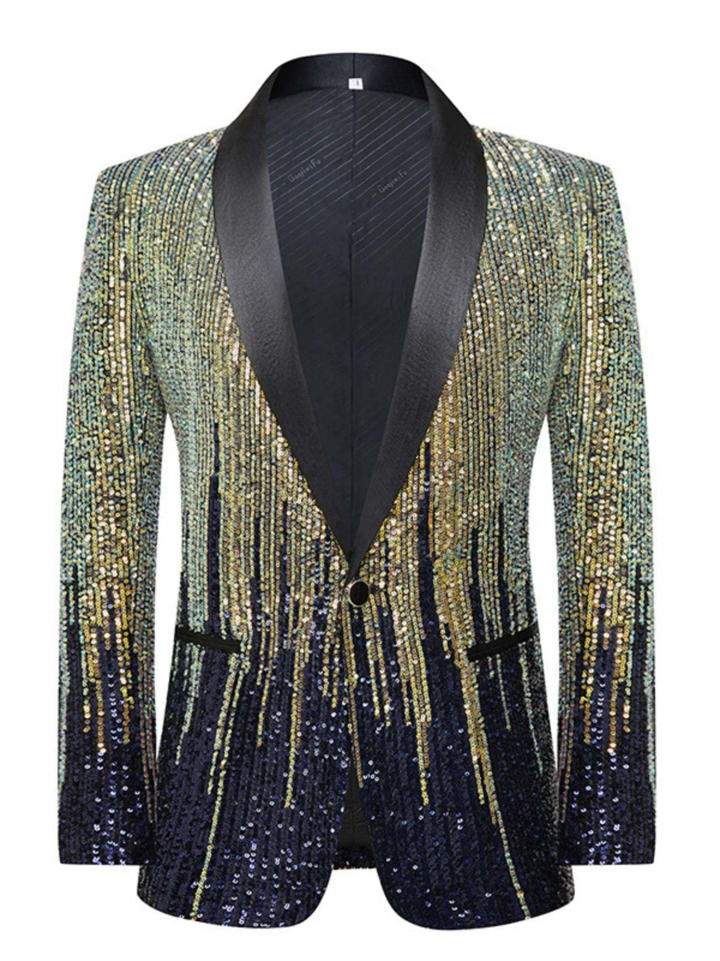 Gradient Sequin Sparkling Suit For Men With Single Button Ideal For Weddings And Parties