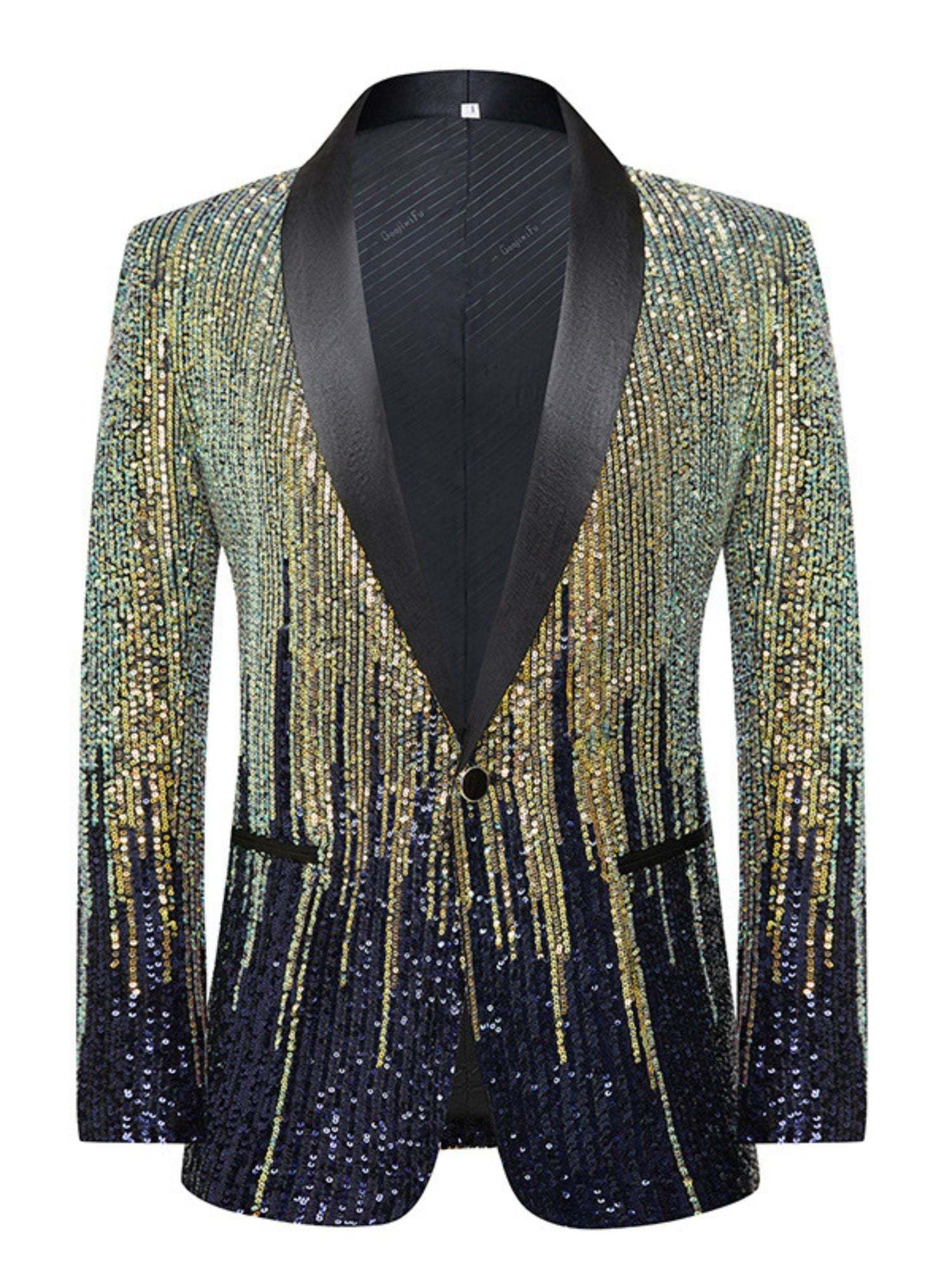 Gradient Sequin Sparkling Suit For Men With Single Button Ideal For Weddings And Parties