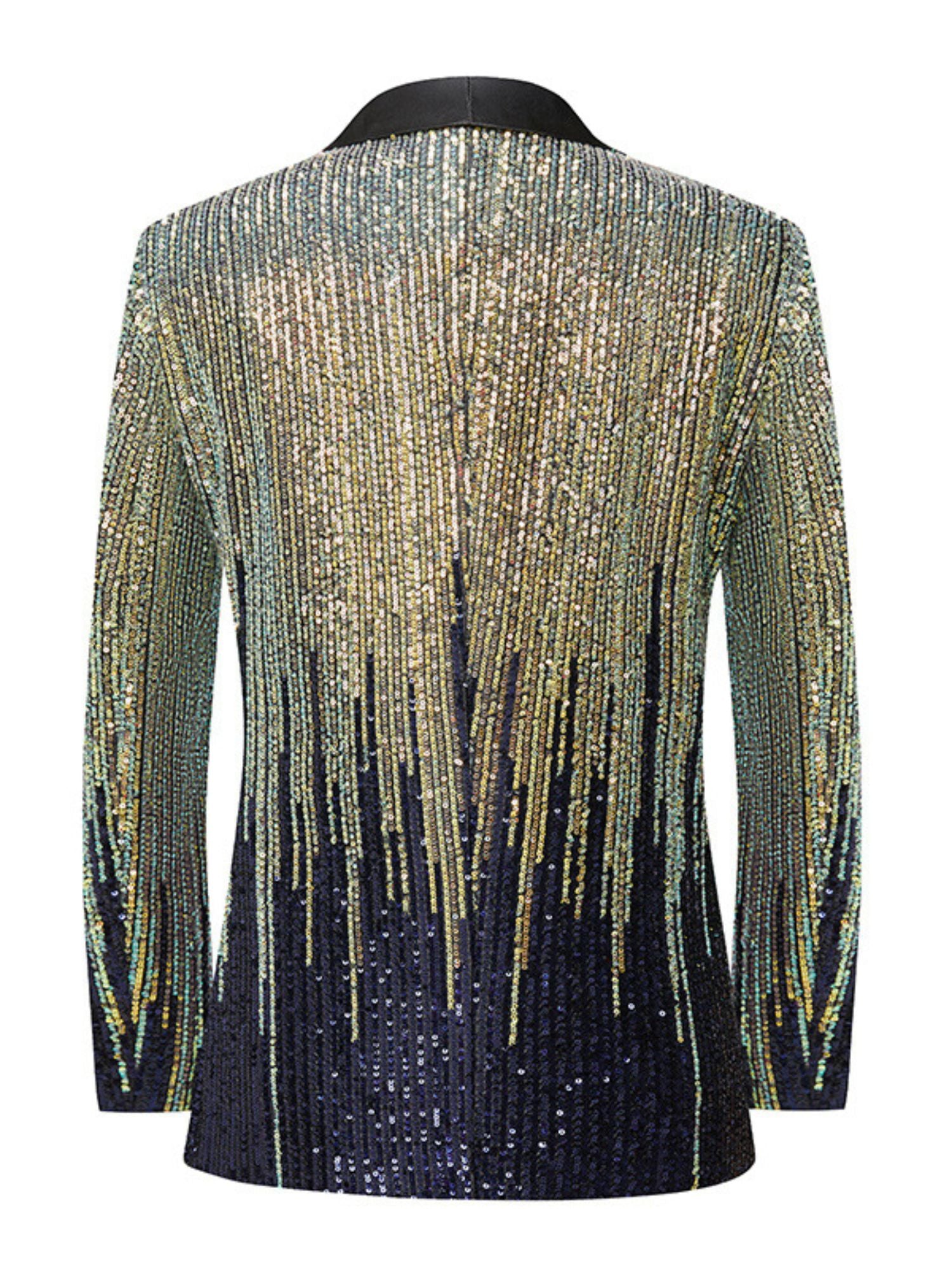 Gradient Sequin Sparkling Suit For Men With Single Button Ideal For Weddings And Parties