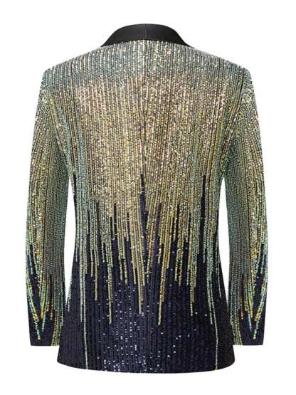 Gradient Sequin Sparkling Suit For Men With Single Button Ideal For Weddings And Parties