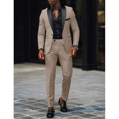 Men's Dark Gray Tailored Fit Single-Breasted One-Button 2-Piece Prom And Wedding Suit