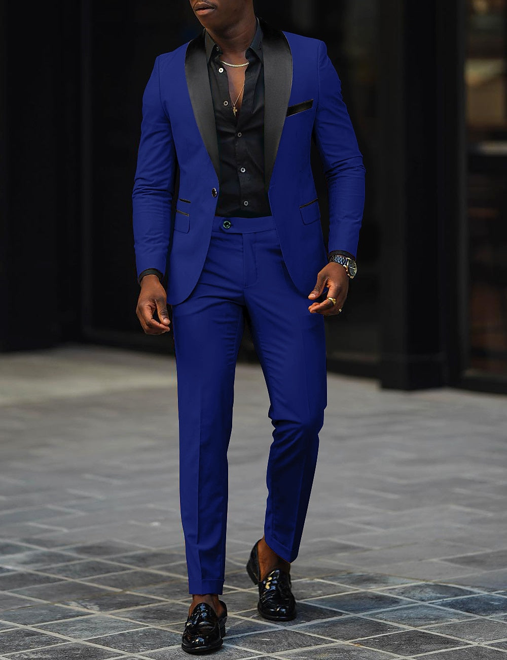 Men's Dark Gray Tailored Fit Single-Breasted One-Button 2-Piece Prom And Wedding Suit