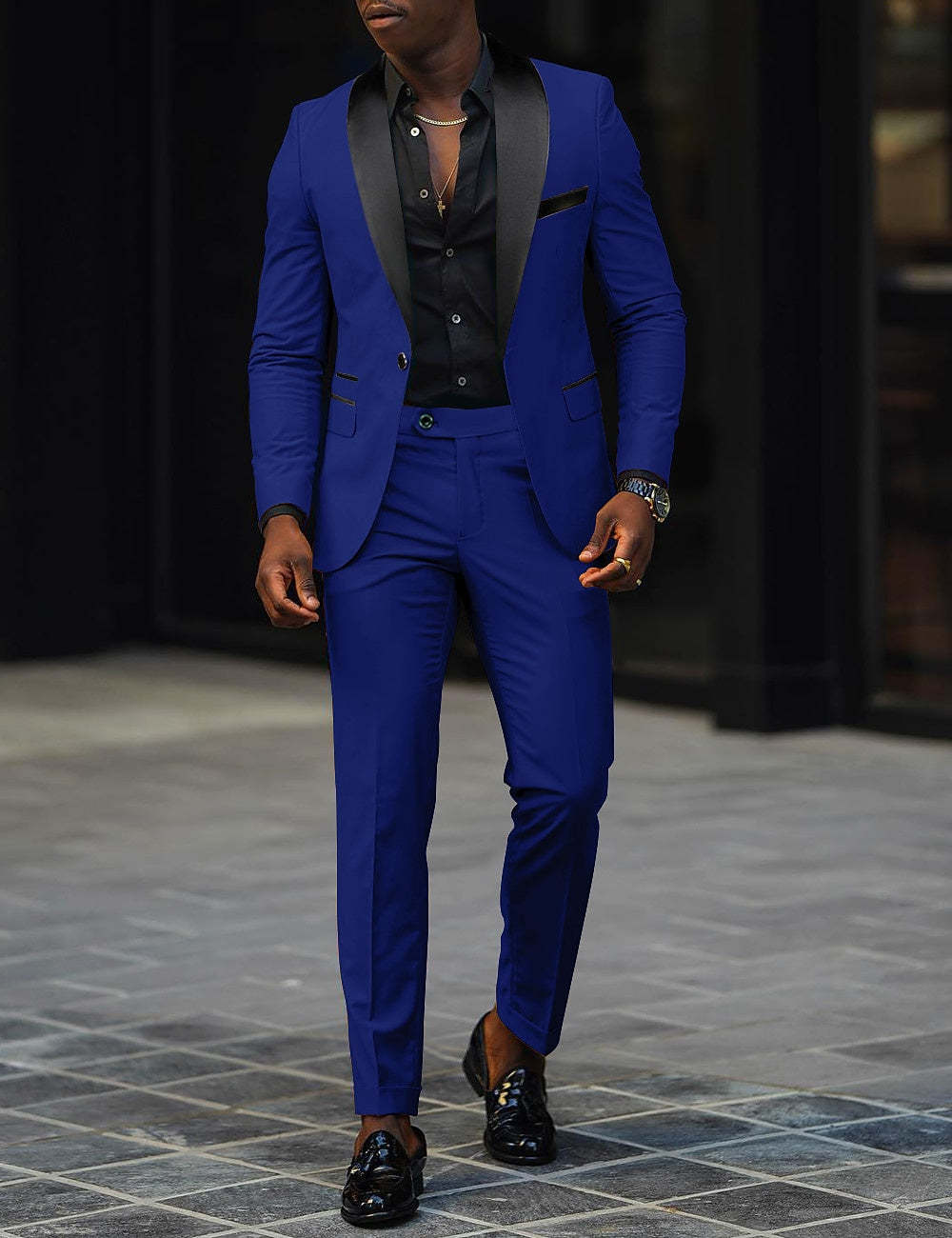 Men's Dark Gray Tailored Fit Single-Breasted One-Button 2-Piece Prom And Wedding Suit