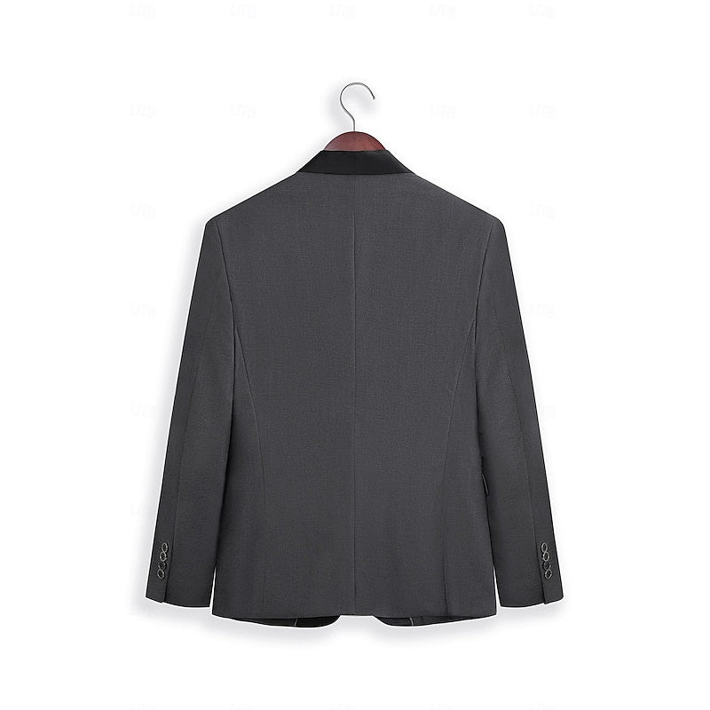 Men's Dark Gray Tailored Fit Single-Breasted One-Button 2-Piece Prom And Wedding Suit