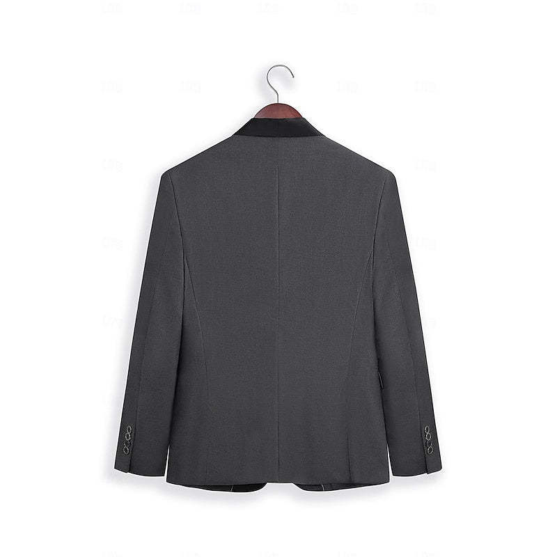 Men's Dark Gray Tailored Fit Single-Breasted One-Button 2-Piece Prom And Wedding Suit