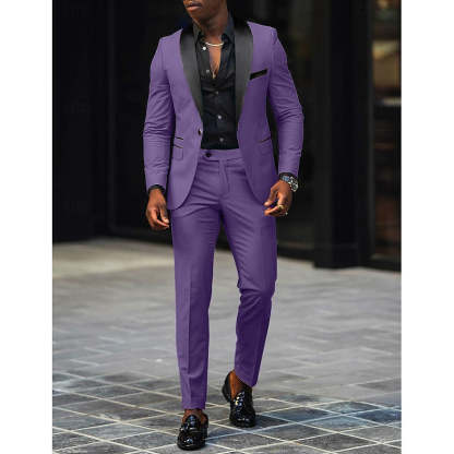 Men's Dark Gray Tailored Fit Single-Breasted One-Button 2-Piece Prom And Wedding Suit