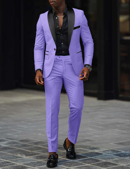 Men's Dark Gray Tailored Fit Single-Breasted One-Button 2-Piece Prom And Wedding Suit