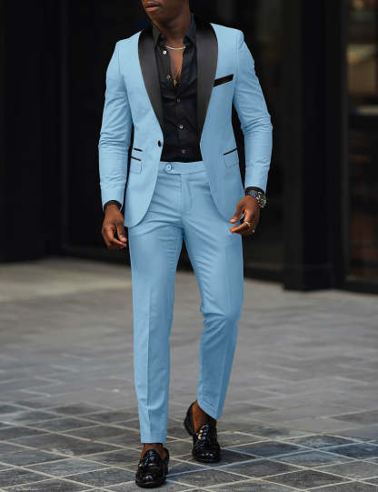 Men's Dark Gray Tailored Fit Single-Breasted One-Button 2-Piece Prom And Wedding Suit