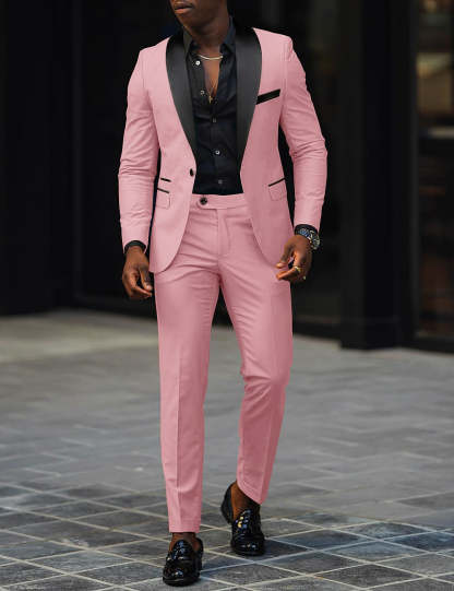 Men's Dark Gray Tailored Fit Single-Breasted One-Button 2-Piece Prom And Wedding Suit