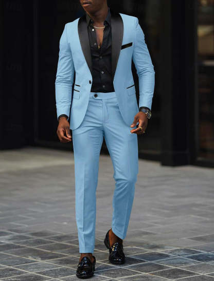 Men's Dark Gray Tailored Fit Single-Breasted One-Button 2-Piece Prom And Wedding Suit