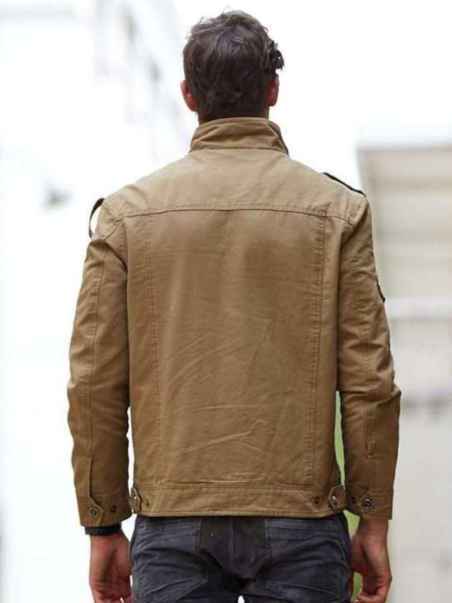 Breathable Warm Cotton Jacket for Men with Fine Embroidery and Tight Fit