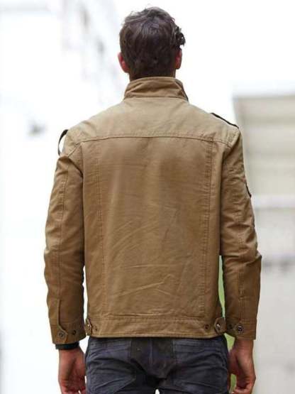 Breathable Warm Cotton Jacket for Men with Fine Embroidery and Tight Fit