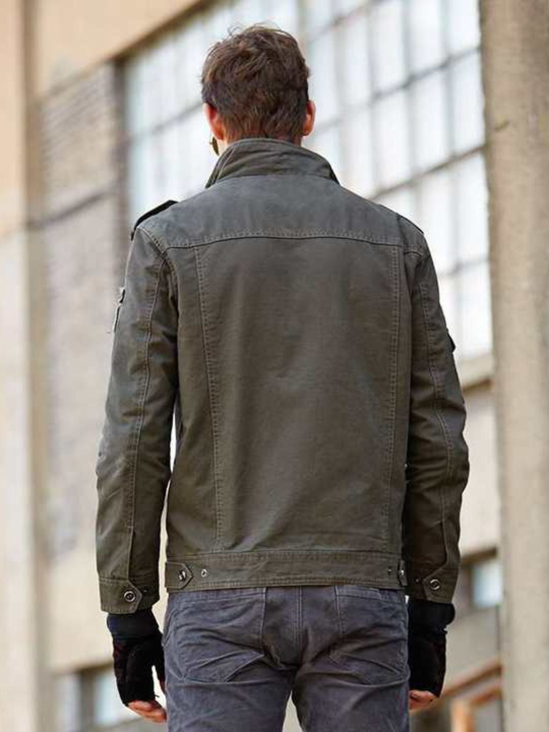 Breathable Warm Cotton Jacket for Men with Fine Embroidery and Tight Fit