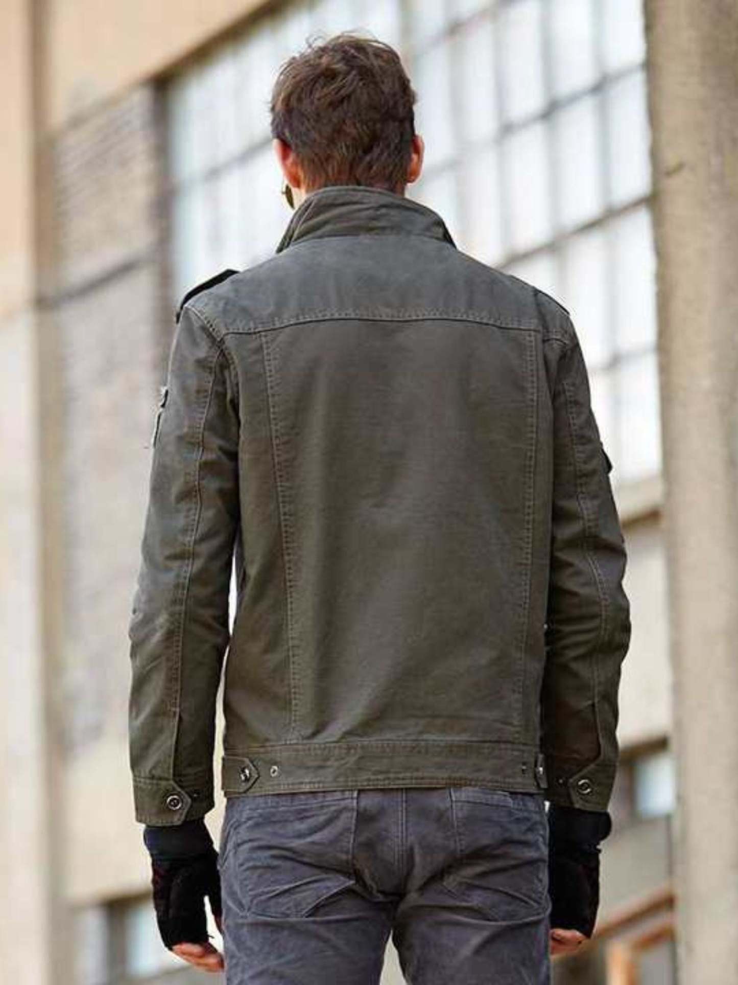 Breathable Warm Cotton Jacket for Men with Fine Embroidery and Tight Fit