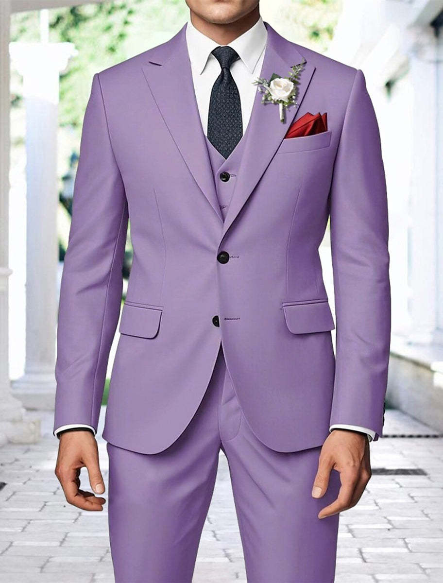 Sage-Colored Men's Two-Button Single-Breasted 3-Piece Wedding Party Suit
