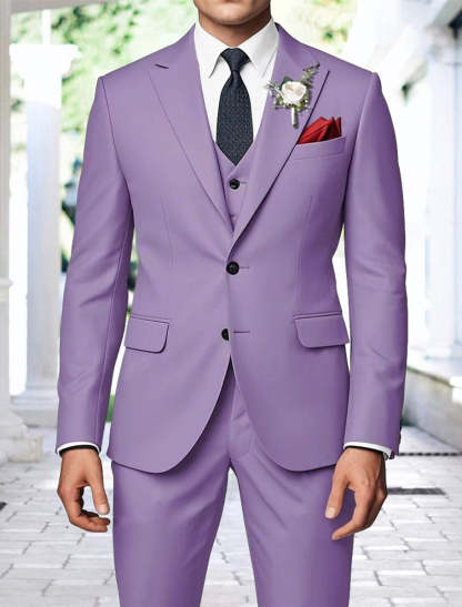 Sage-Colored Men's Two-Button Single-Breasted 3-Piece Wedding Party Suit