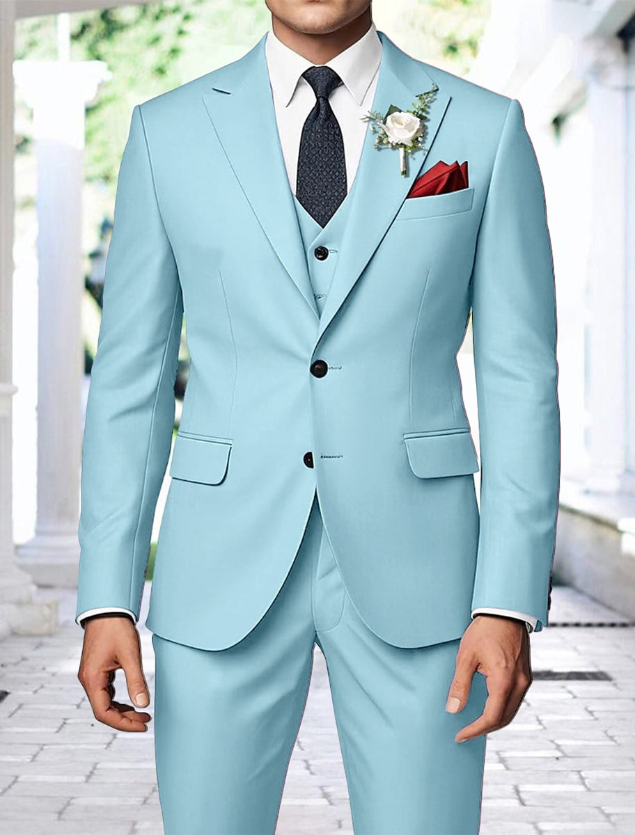 Sage-Colored Men's Two-Button Single-Breasted 3-Piece Wedding Party Suit