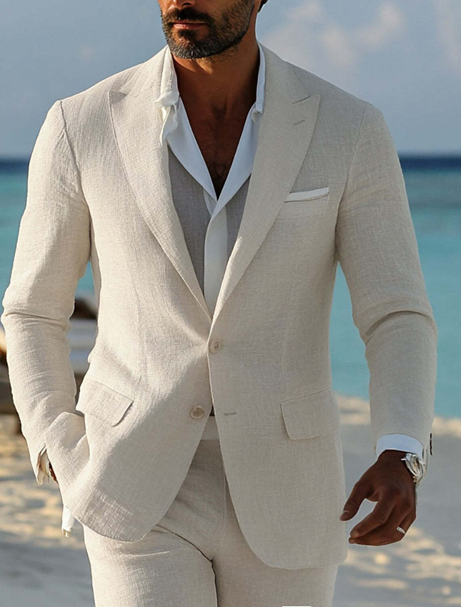 Casual Two-Button Single-Breasted Men's Suit For Beach Weddings