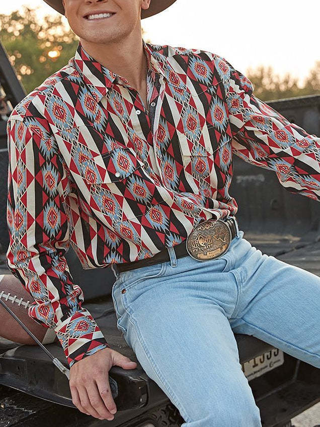 Casual Striped Shirt For Men With 3D Floral Design And Long Loose Sleeves