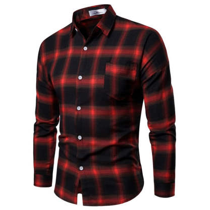 Casual Plaid Shirt For Men With Long Loose Sleeves