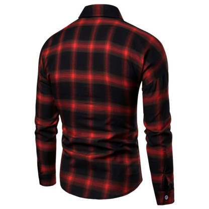 Casual Plaid Shirt For Men With Long Loose Sleeves