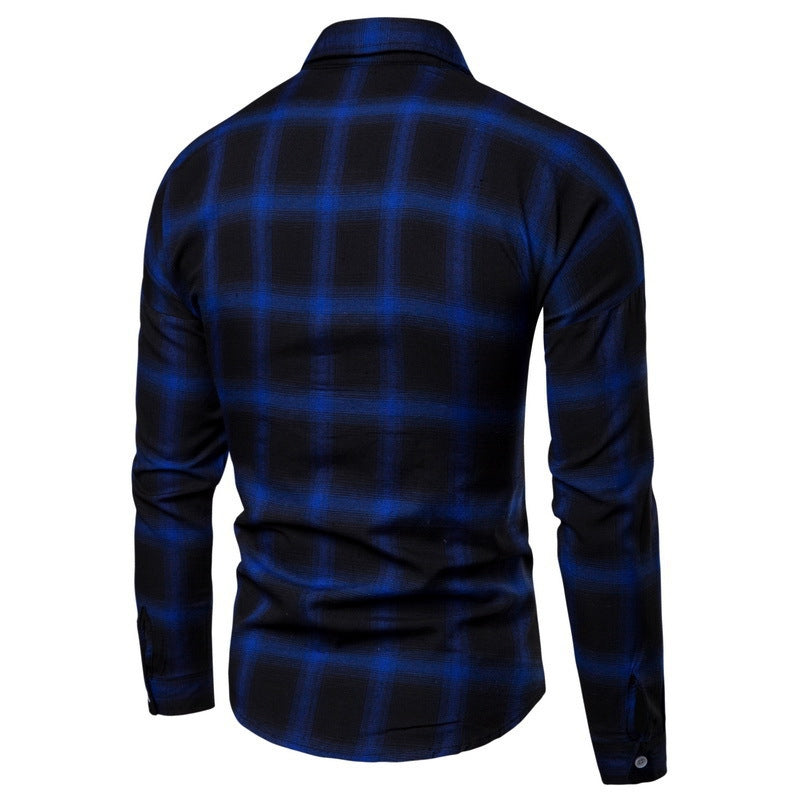 Casual Plaid Shirt For Men With Long Loose Sleeves