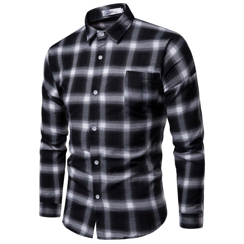 Casual Plaid Shirt For Men With Long Loose Sleeves
