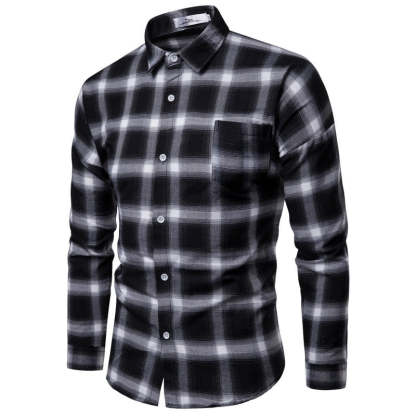 Casual Plaid Shirt For Men With Long Loose Sleeves
