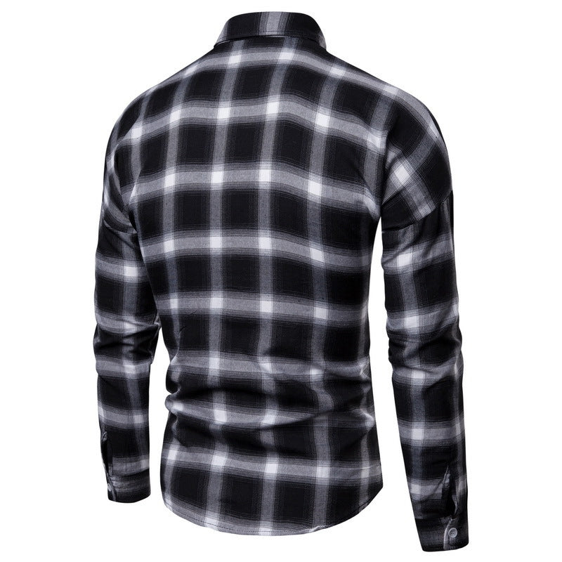 Casual Plaid Shirt For Men With Long Loose Sleeves