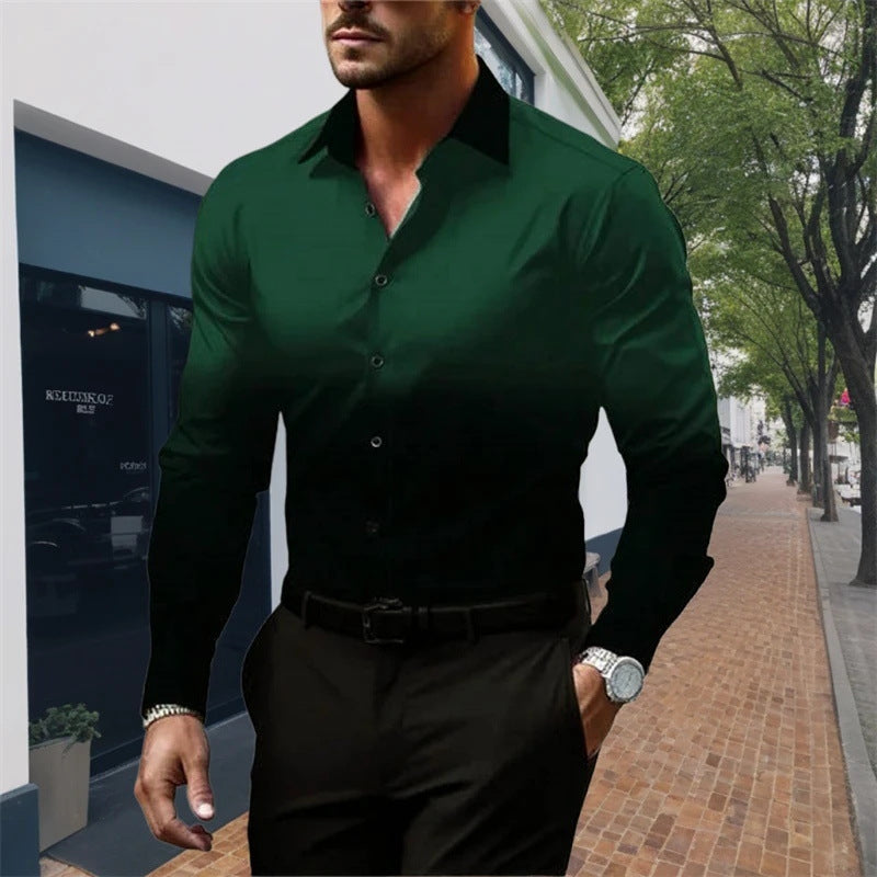 Casual Long-Sleeve Shirt For Men In Gradient Colors Standard Fit