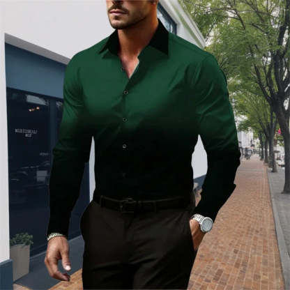 Casual Long-Sleeve Shirt For Men In Gradient Colors Standard Fit