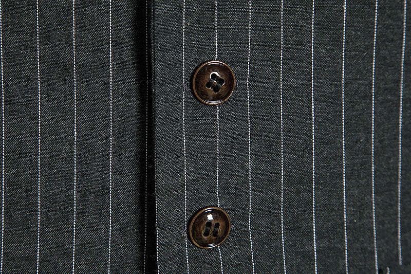 Retro Striped Single-Breasted Vest For Men In Black