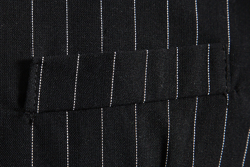 Retro Striped Single-Breasted Vest For Men In Black