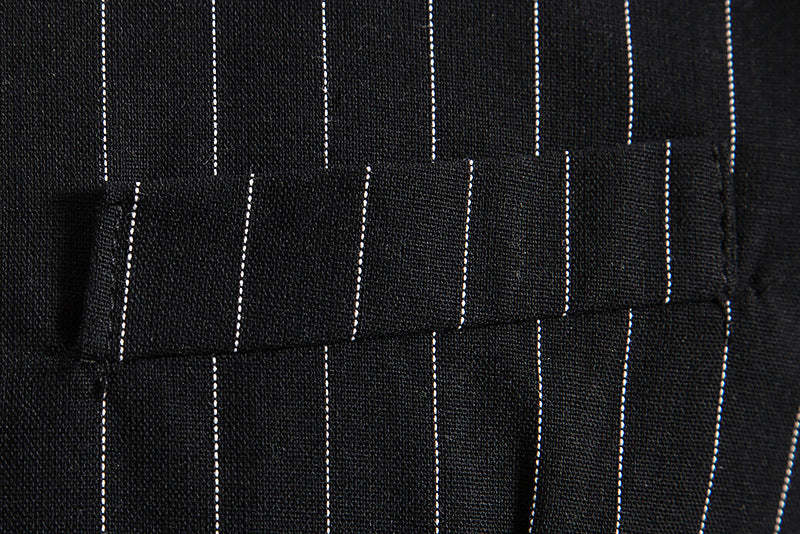Retro Striped Single-Breasted Vest For Men In Black