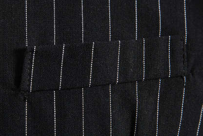 Retro Striped Single-Breasted Vest For Men In Black