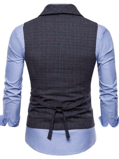 Men's Casual Light Gray Striped Vest With Two Breasts And Six Buttons