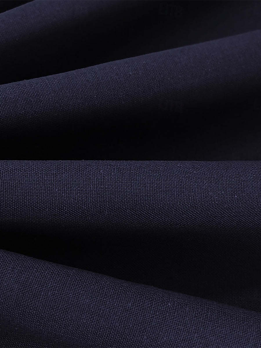 Men's Solid Navy Blue Two-Button Single Breasted Casual Business Suit Set