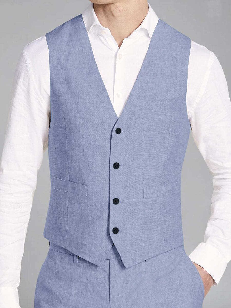 Tailored Fit Sky Blue Men's Two-Button Single Breasted 3-Piece Casual Business Suit