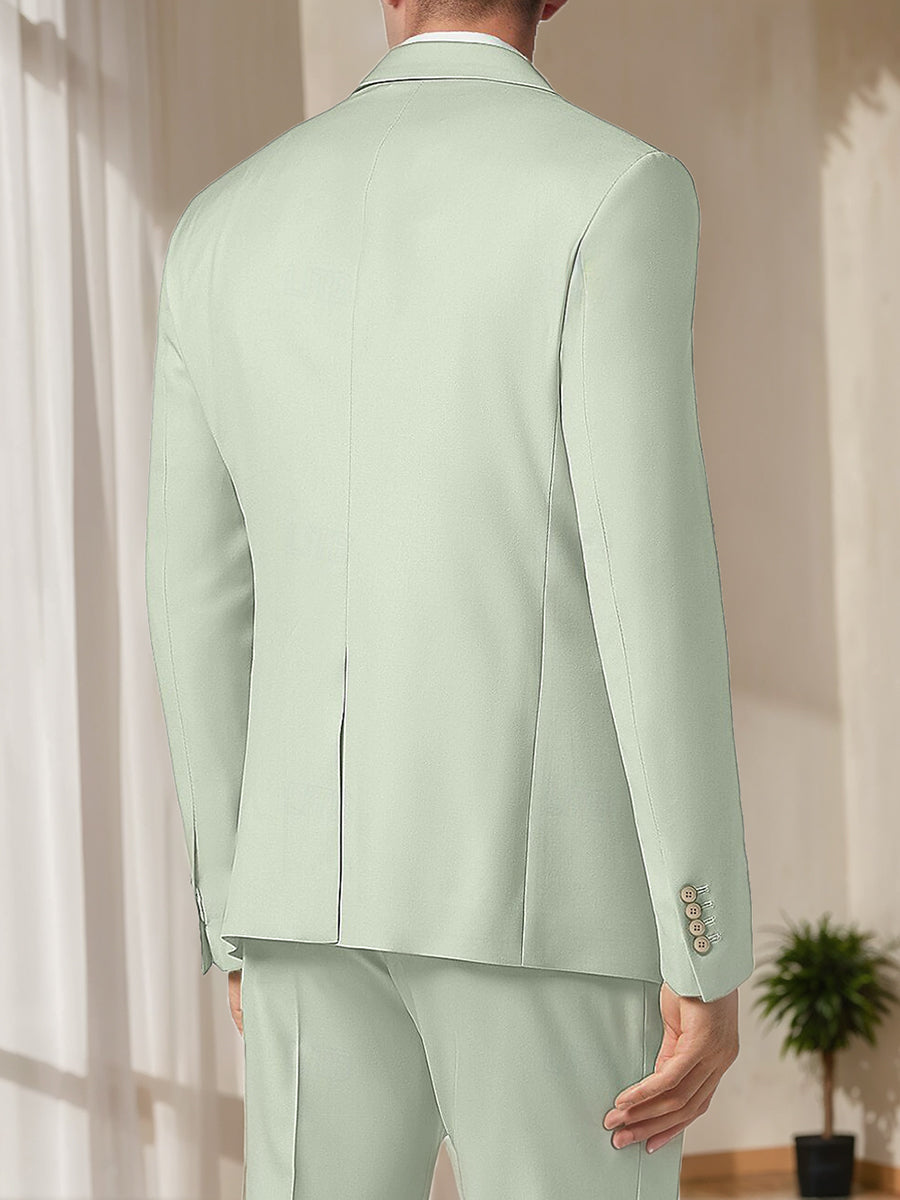 Fashionable Solid Colored Men's Tailored Fit Two-Button Single Breasted Suit For Beach Weddings And Prom Parties-BMbridal.UK