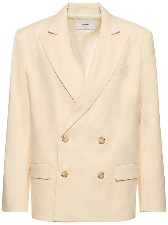 Single-Breasted Men's Cream Suit With Peaked Lapel Four Buttons And Pockets For Business Or Casual Wear-BMbridal.UK