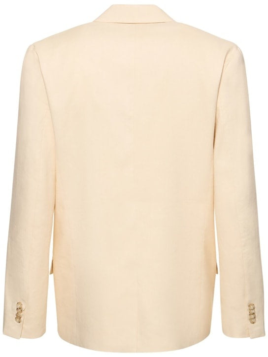 Single-Breasted Men's Cream Suit With Peaked Lapel Four Buttons And Pockets For Business Or Casual Wear-BMbridal.UK