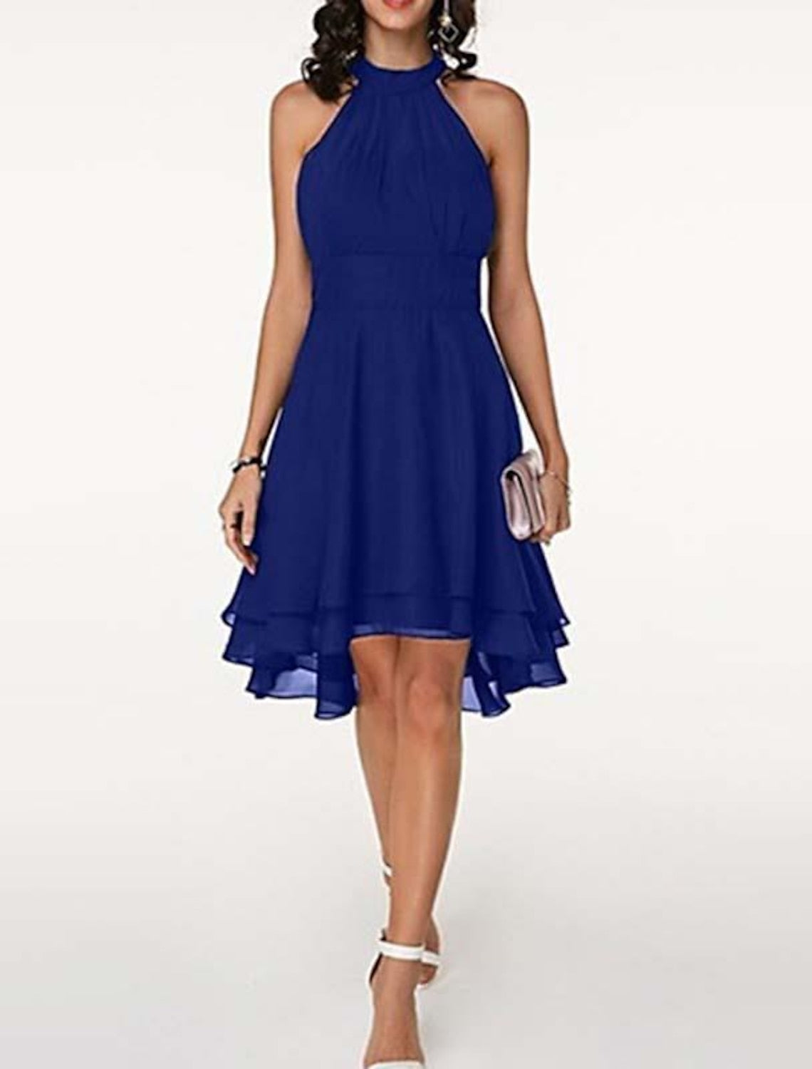 Sleeveless Chiffon Cocktail Dress with Ruffles in A-Line/Princess Knee-Length Style
