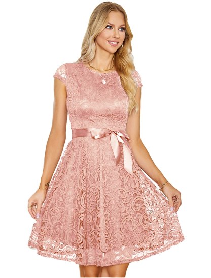 Round Neck A-Line Princess Cocktail Dresses with Applique for Wedding Guests