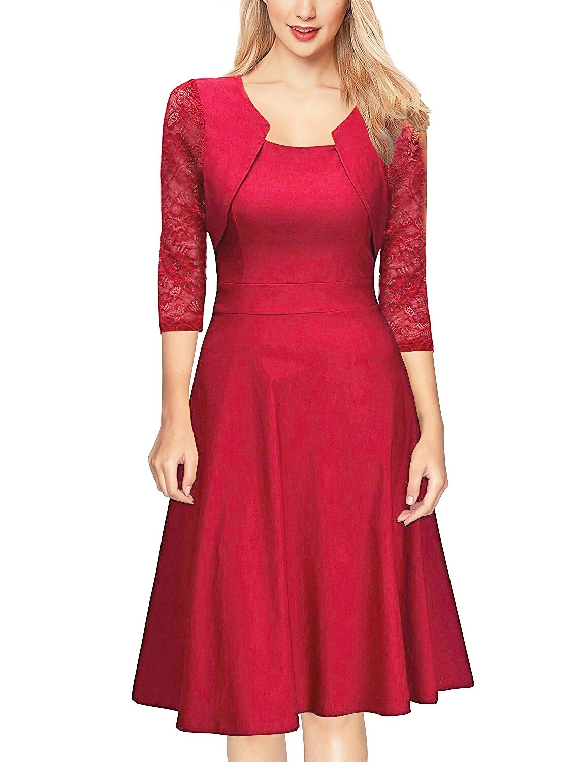 Princess A-Line Round Neck Cocktail Party Dresses with Lace Applique