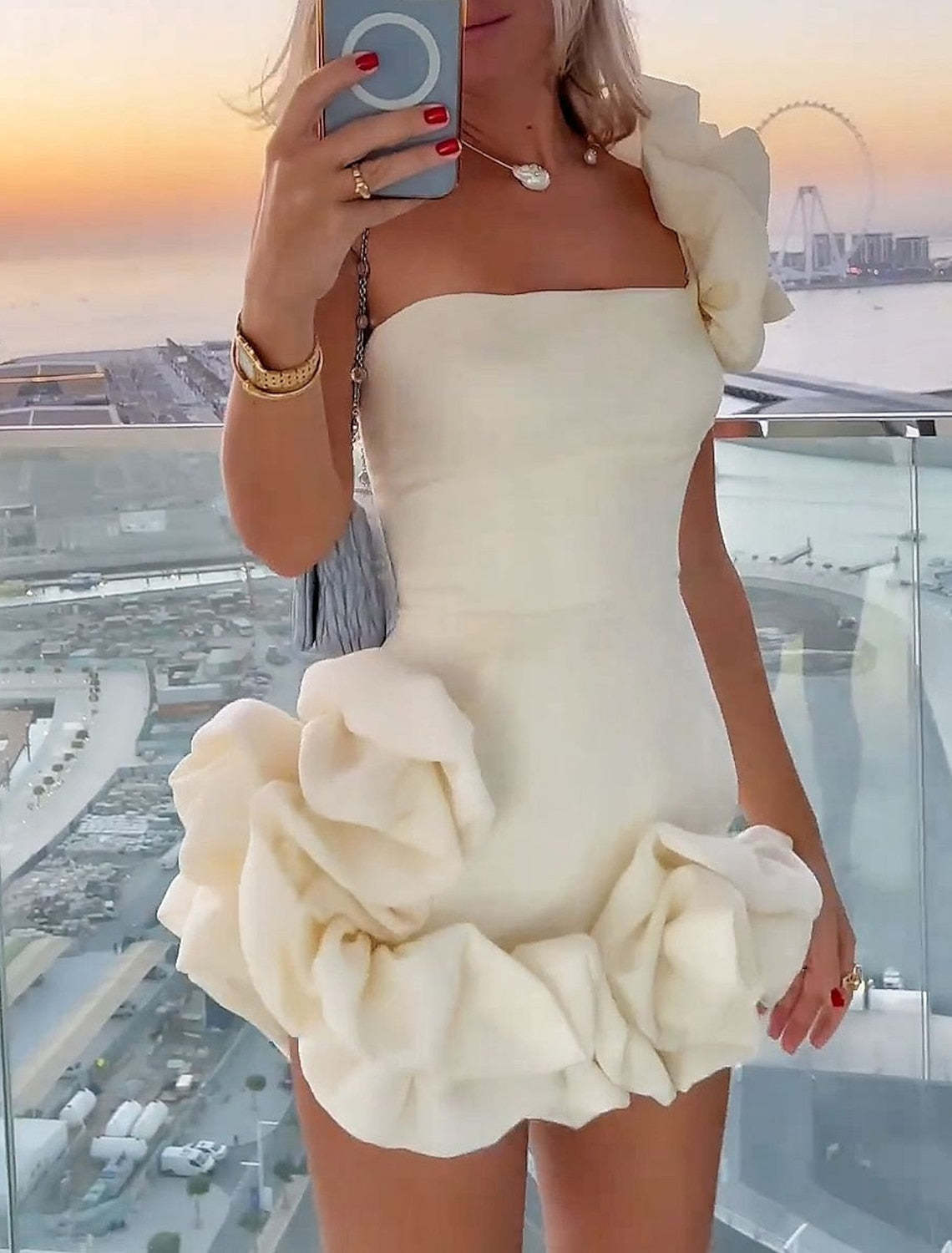 Strapless Ruffled Mini Dress for Cocktail Parties