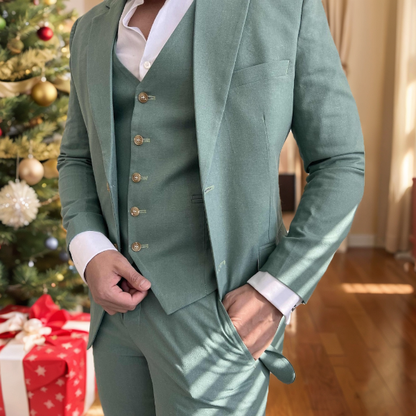 Single-Button Tailored Men's 3-Piece Wedding Suit