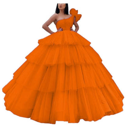 One-Shoulder Floor-Length Ball Gown Prom Dress