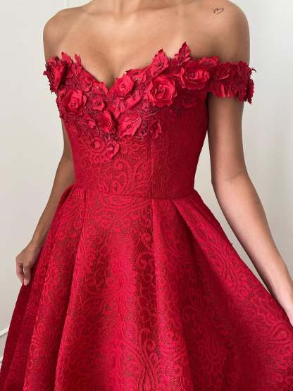 Princess A-Line Long Dresses with Off-the-Shoulder Neckline Applique and Beading