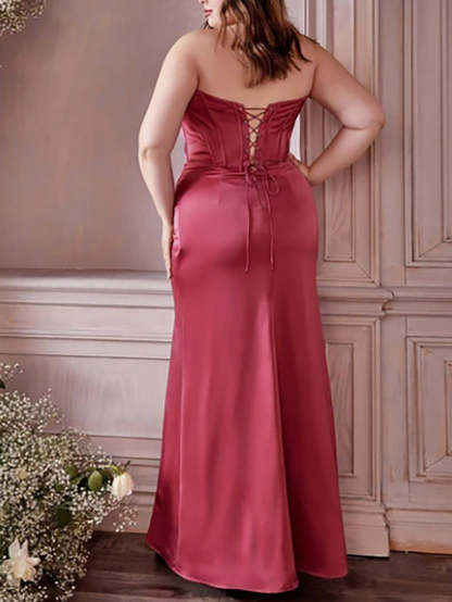 Off-the-Shoulder Plus Size Floor-Length Sheath Prom Gown