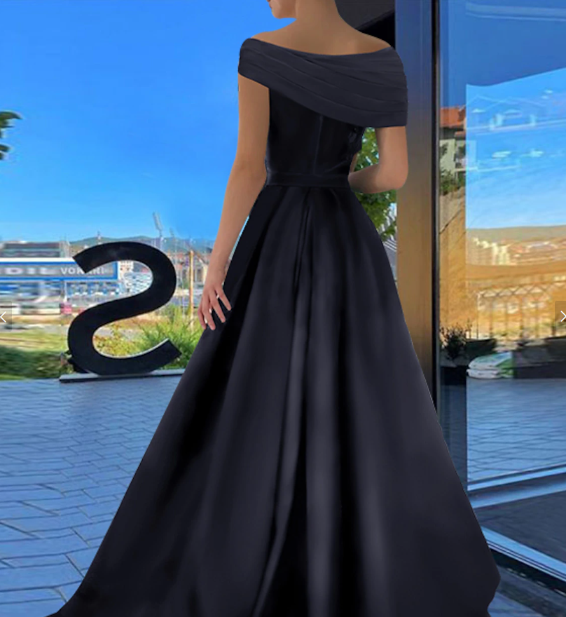 Floor-length Off-the-Shoulder A-Line Prom Dresses in Princess Style